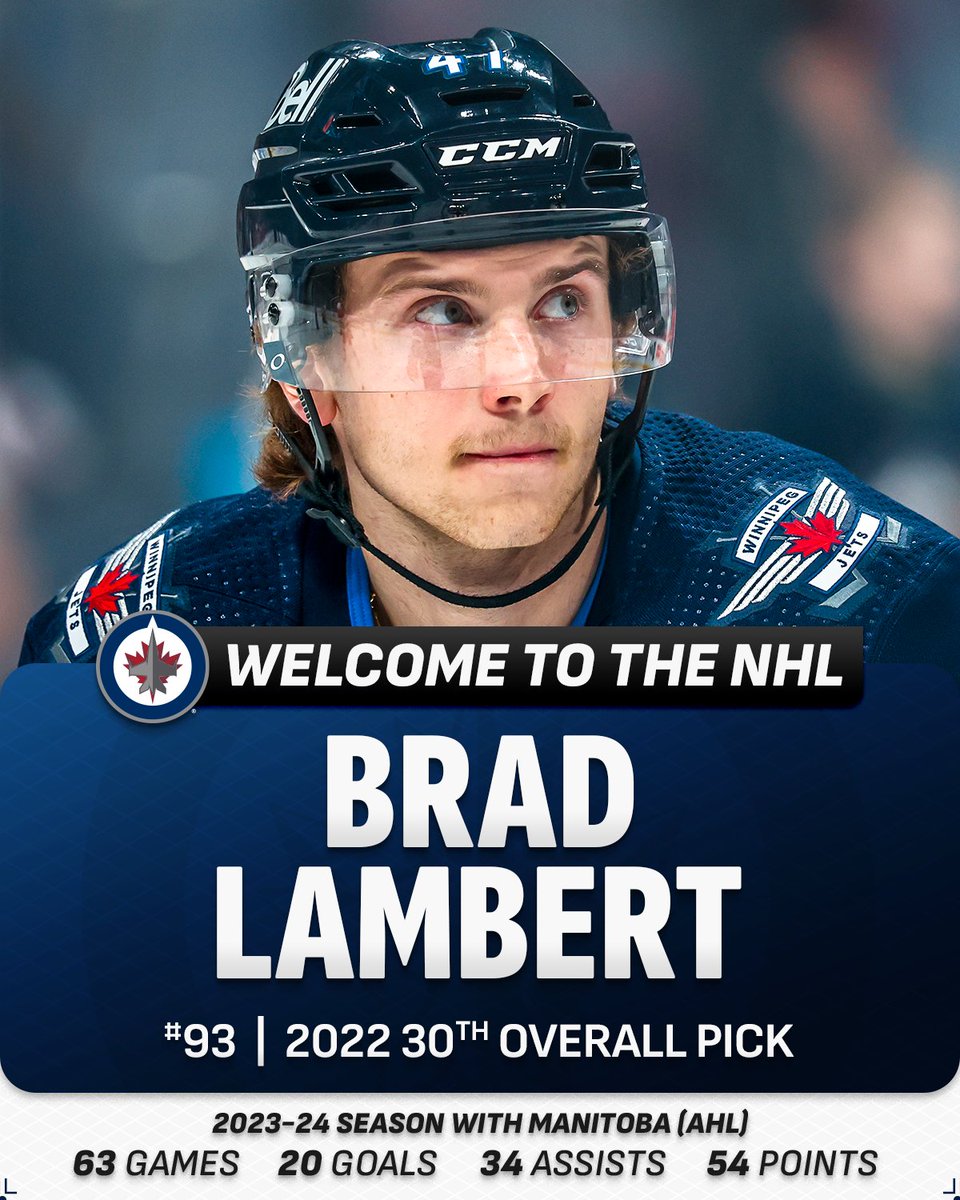 BRAD IS IN ✅ Brad Lambert will be making his NHL debut tonight for the @NHLJets! Welcome to the League.