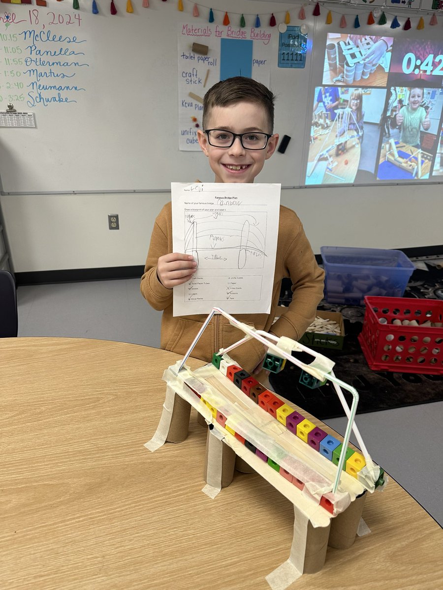 bes_stem's tweet photo. We engineered replicas of famous bridges in 3rd grade! 🌉 @BES_Eagles @Boone_County https://t.co/mp6rkXgRCo