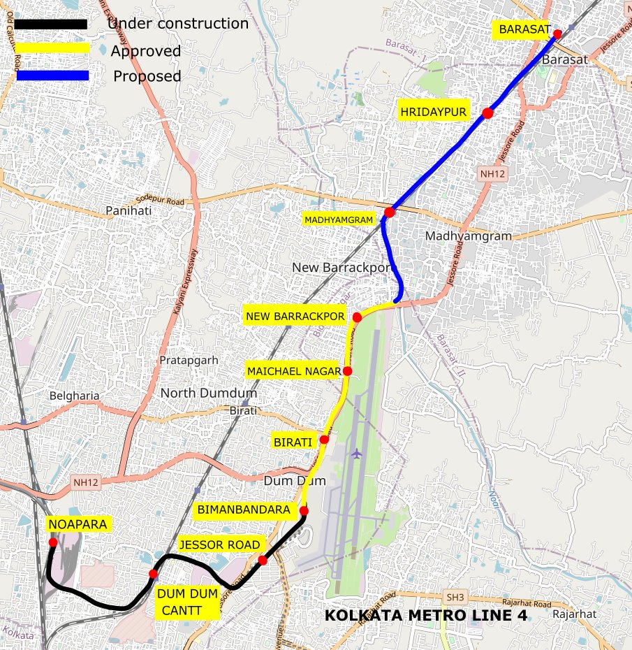 🟡 Yellow Line update- Good News
After several months of delay, New Barrackpore - Airport Metro work is set to resume after it got stalled after an objection by AAI.
@metrorailwaykol