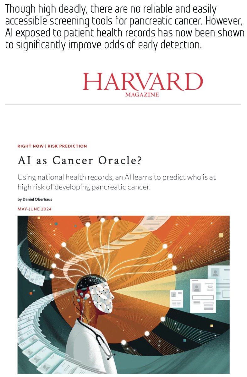 Early detection of #PancreaticCancer through #AI...improving #cancer outcome. 
 
However, how do we ensure ethical & responsible AI practice? And, preemptively increase patient trust?
 
#DLT and cryptographic proofing can play a role.

harvardmagazine.com/2024/05/right-…