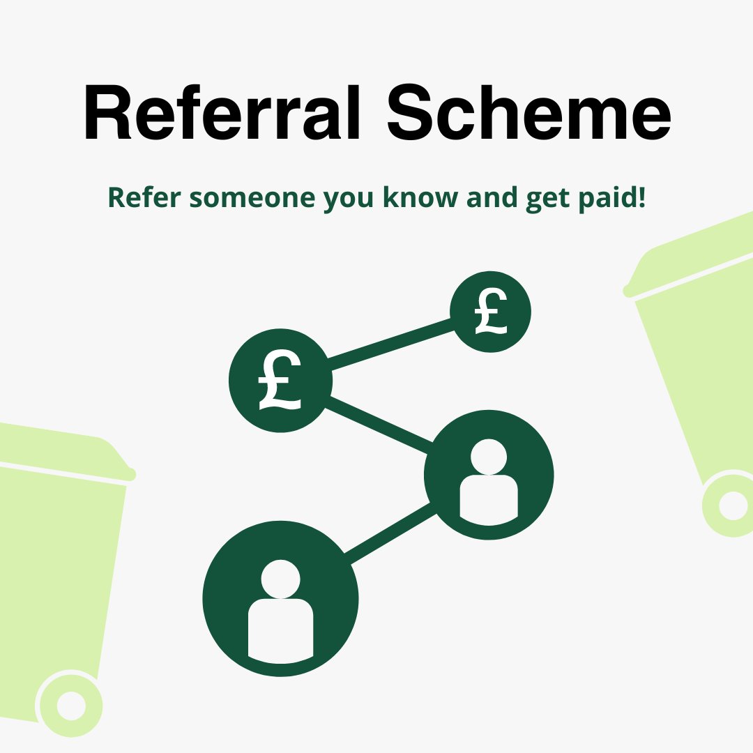 At BWS, we have an un-bin-leaveable referral scheme which pays for every successful referral to us 🤝

If they join BWS, they will make a WHEELIE big saving, PLUS you get paid for each referral!

So if you know someone, call us today:
📞 01603 339165

#Referralscheme