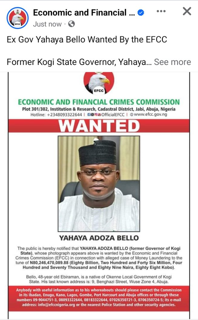 It takes one who live in Kogi State to realize the level of atrocities and stealing committed by this man. This move by @officialEFCC Is highly commendable. People should be held accountable so it can deter others. Kogi funds must be recovered #YahayaBello #Kirikiri #Ibadan