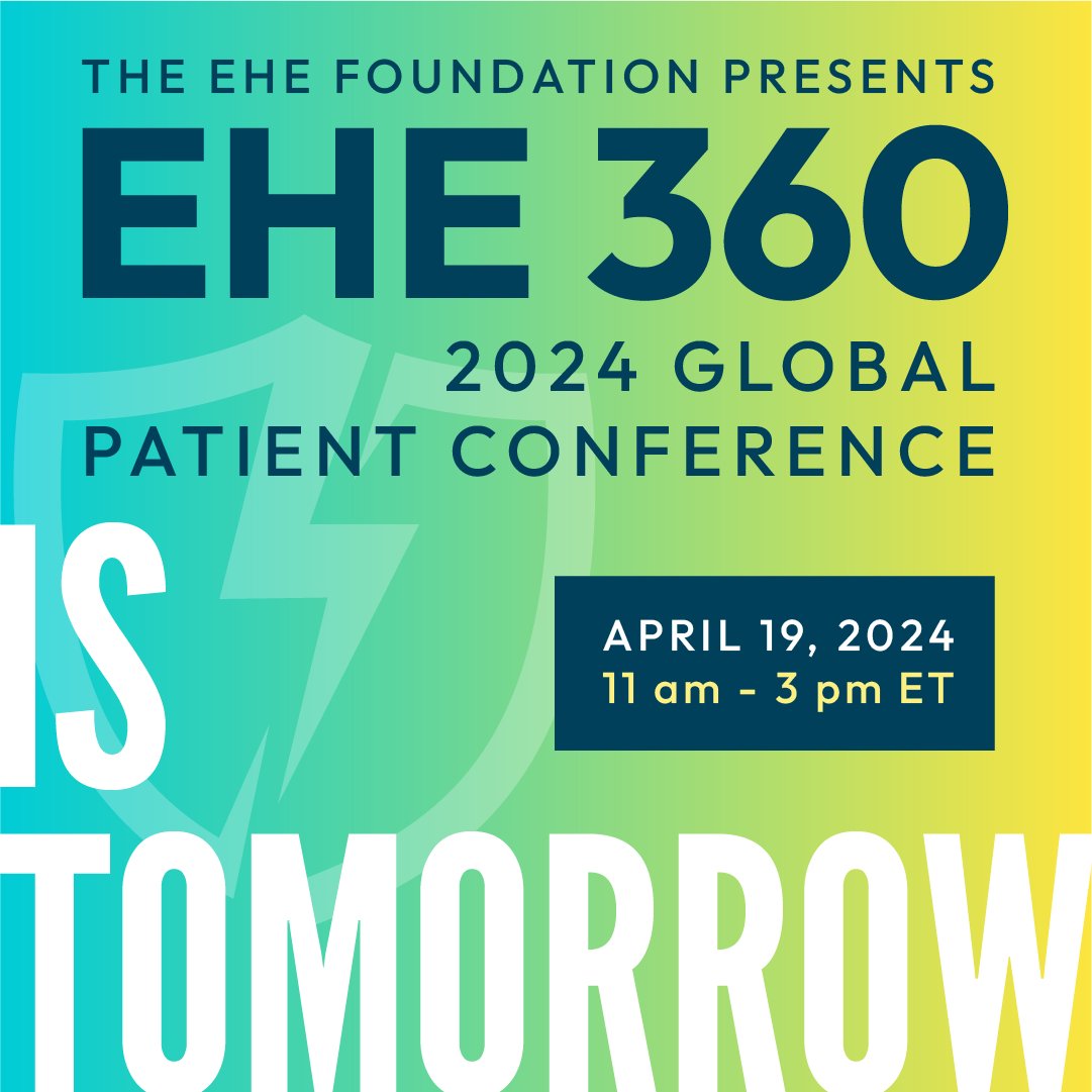 EHEfoundation's tweet photo. 🌐 The 2024 EHE 360 Global Patient Conference is TOMORROW!
👉 REGISTRATION IS REQUIRED: https://t.co/H4uvaysiRi
📌 Friday, April 19, 2024, 11 am - 3 pm ET
#EHE360 #EHE3602024 #EHE #epithelioidhemangioendothelioma #ultrararesarcoma #EHEcancer #justlive #sarcoma #raredisease https://t.co/cMDquqnSX1
