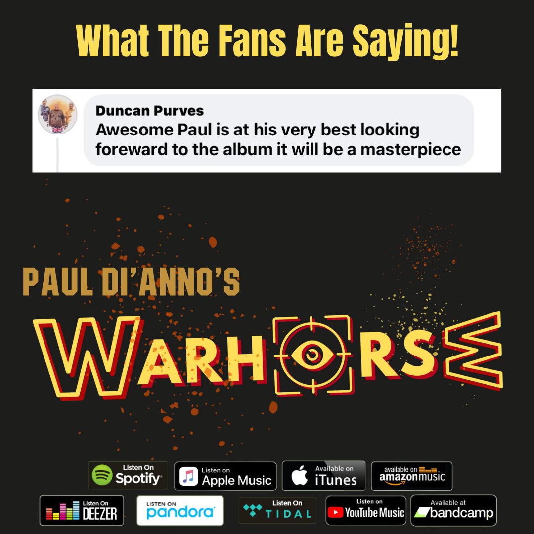 What the fans are saying… “Awesome Paul is at his very best looking foreward to the album it will be a masterpiece.” Listen at smarturl.it/WarhorseEP #pauldianno #warhorse #ironmaiden #heavymetal #nwobhm #bravewordsrecords #rocklegends