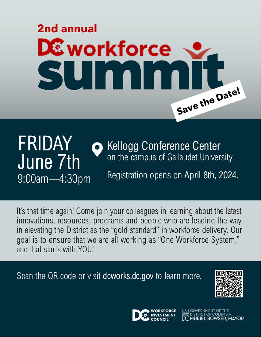 Save the date for the 2nd annual DC Workforce Summit! Click the link to register and learn more:bit.ly/3vRd2Jg We look forward to seeing you in June! 🗓️: June 7, 2024 ⏰: 9AM-4:30PM 📍: @dckellogg