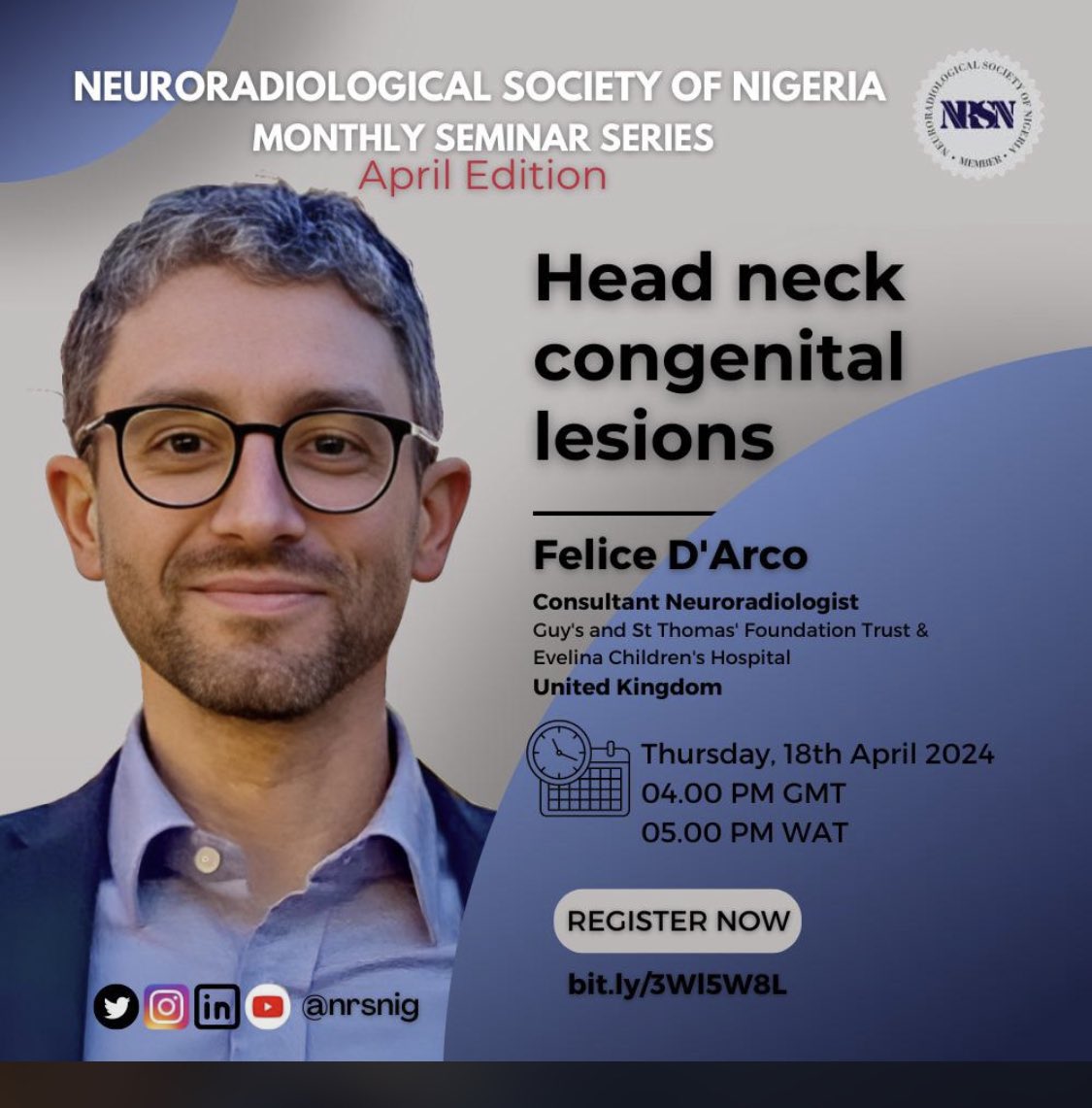 Glad to have been part of the monthly seminar series of the Nigerian society of neuroradiology with one of my favourite topics : Pediatric head and neck congenital lesions !