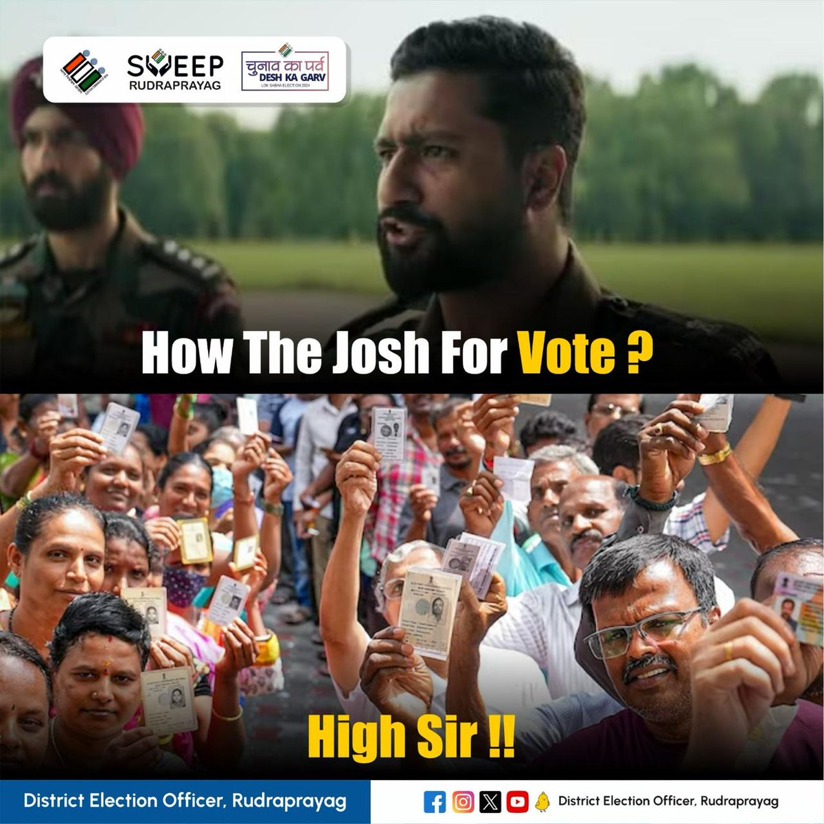 How is the Josh for vote Rudraprayag?

#sveeputtarakhand 
#ceouttarakhand 
#ECISVEEP
#electionnews
#sveeprudraprayag 
#ChunavKaParv
#DeshKaGarv
#LokSabhaElections2024 
#NoVoterToBeLeftBehind 
#Loksabha2024