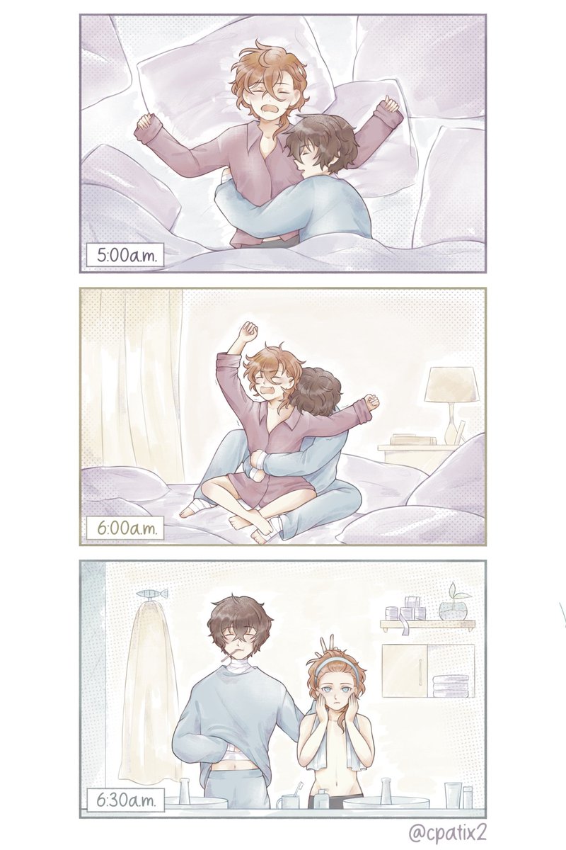 cpatix2's tweet photo. Morning rutine 🌞

#skk #soukoku #太中 #BSD https://t.co/e8Ry2cJ8jL