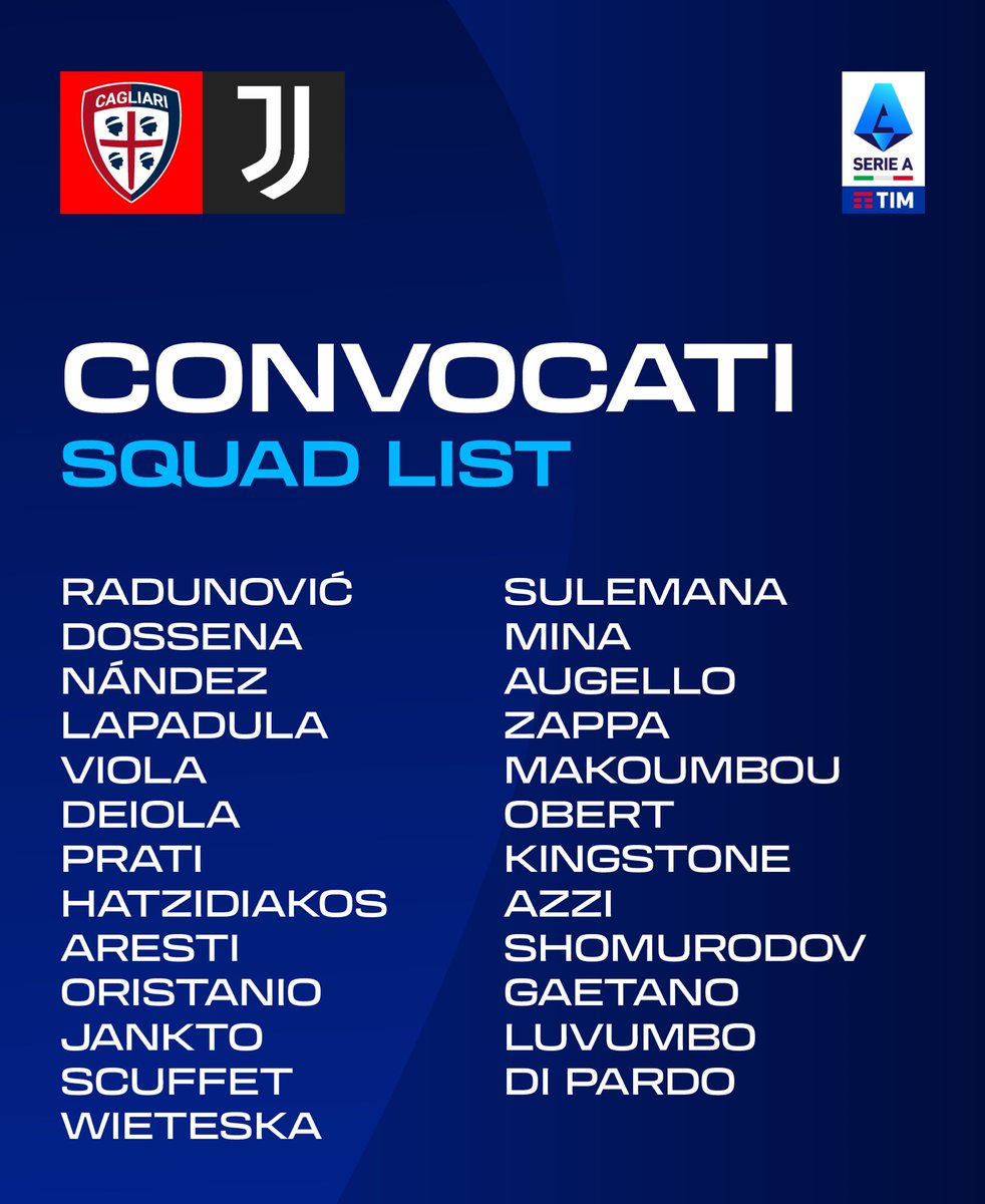 I convocati per #CagliariJuve 👇