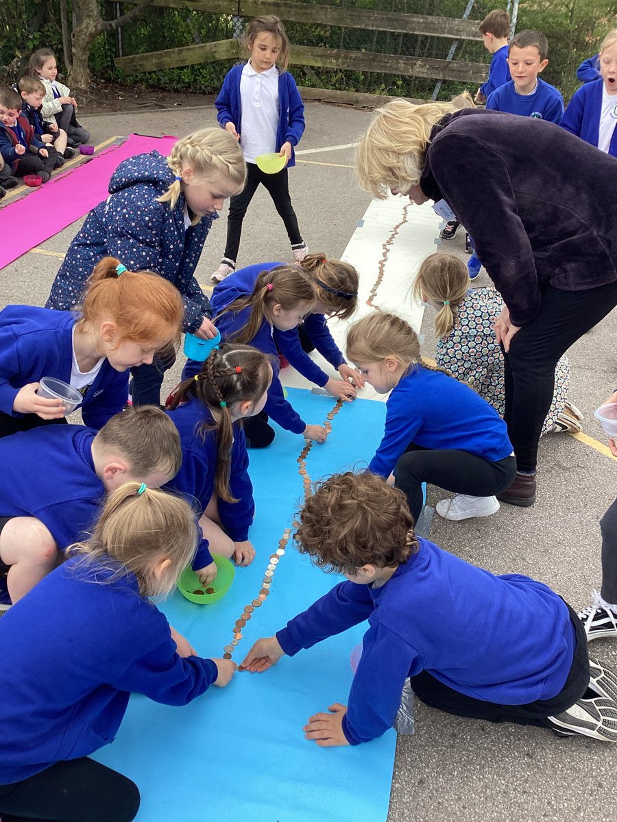 Year One were busy making their lines of coins this afternoon. Many thanks to our families for all of the coins!