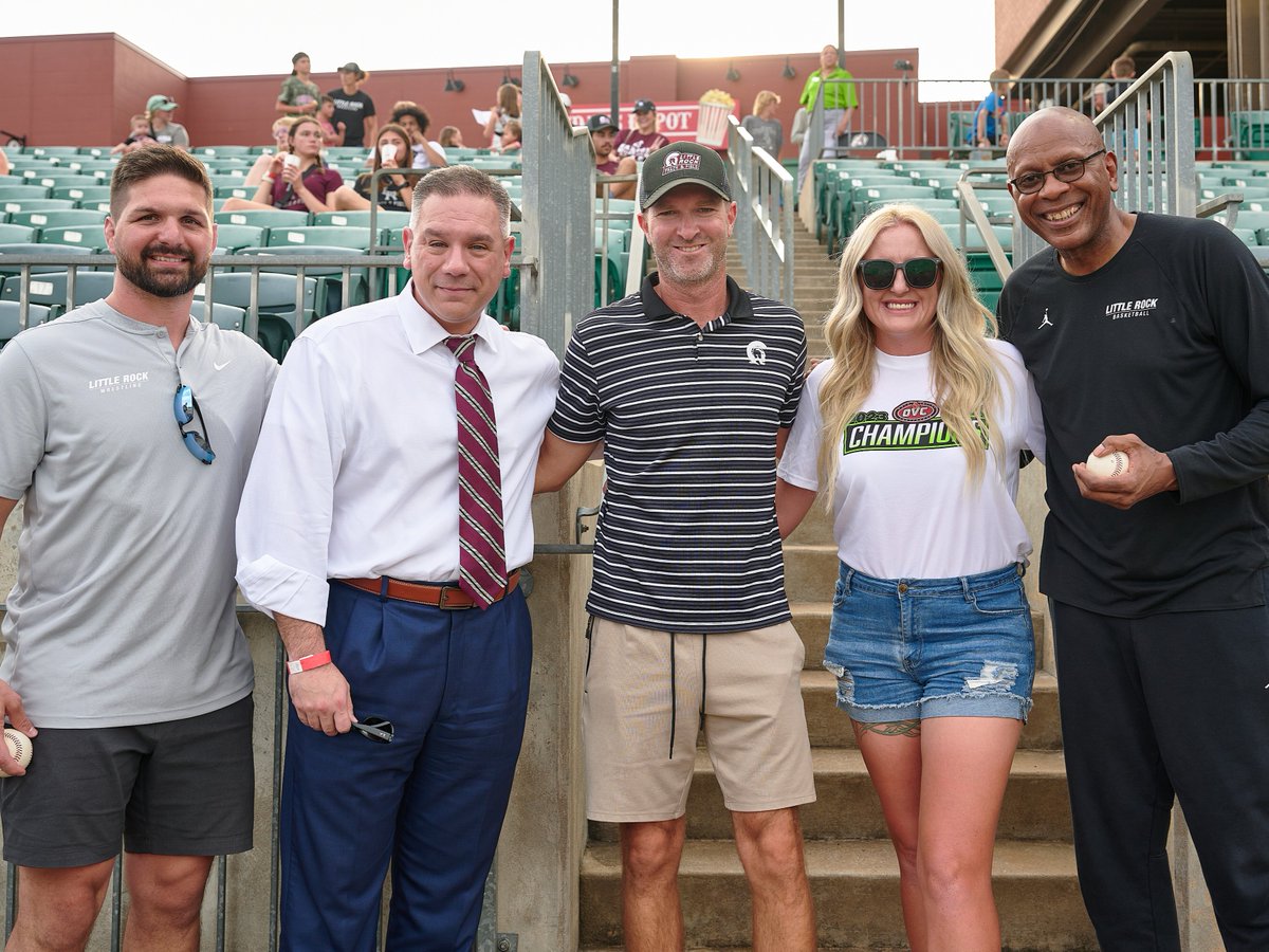 A Night of Champions! Thank you to the Arkansas Travelers for having Darrell Walker, Men's Basketball Head Coach, out to the ballgame to throw out the first pitch and to celebrate the team's successes. #LittleRocksTeam @artravs