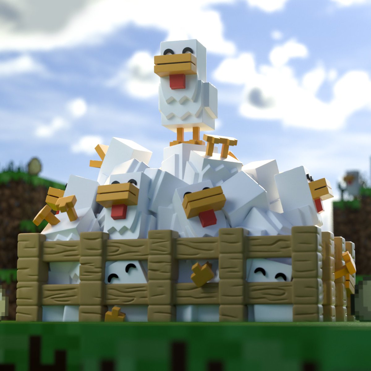 youtooz's tweet photo. shhhh… don’t make a sound or you’ll alert the warden 😳 

the new @Minecraft x youtooz collection drops on april 23rd 🐝🐔 https://t.co/OqkvFBrUXa