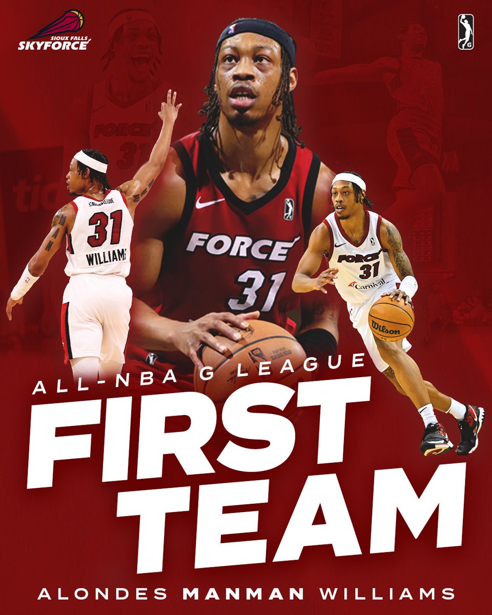 Sioux Falls Skyforce (@sfskyforce) on Twitter photo Another day, another accolade for ManMan 🙌
Congrats to <a href="/moneymanman31/">Alondes Williams</a> for being named to the All-<a href="/nbagleague/">NBA G League</a> First Team for the 2023-24 season. Another day, another accolade for ManMan 🙌
Congrats to <a href="/moneymanman31/">Alondes Williams</a> for being named to the All-<a href="/nbagleague/">NBA G League</a> First Team for the 2023-24 season.