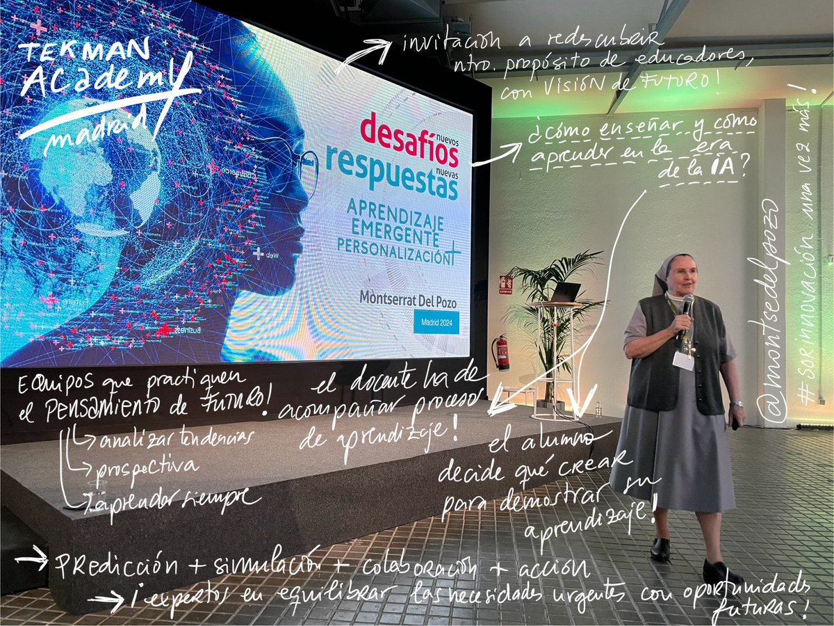 MarIzuel's tweet photo. Hoy @montsedelpozo en Madrid! Jornada #TekmanAcademy de lujo en la que nos ha hecho pensar cómo enseñar y cómo aprender en la era de la #IA!
Gracias #sorinnovación por regalarnos, una vez más, visión para educar en el s.XXI! https://t.co/v8NHlBuPrq