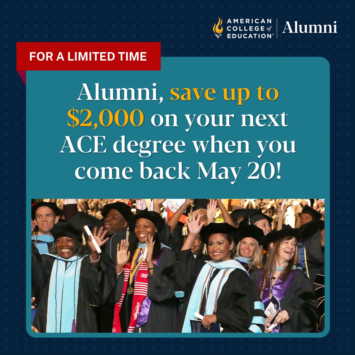 We are doubling our Alumni Continuing Education Grant for those who enroll in our May 20 term. That means if you're an #ACEAlumni and have been thinking about returning for another program, now is the time! Get started: bit.ly/4arE4pw