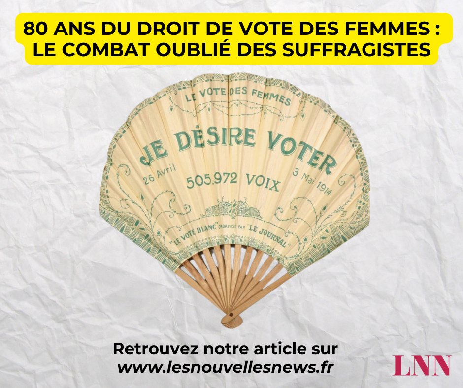 Depuis 80 ans, les Françaises peuvent voter et se faire élire lesnouvellesnews.fr/80-ans-du-droi… Ce droit a été acquis grâce à l’immense courage des militantes qui se sont opposées au système patriarcal. Cette date anniversaire est l’occasion de (re)découvrir leur histoire.