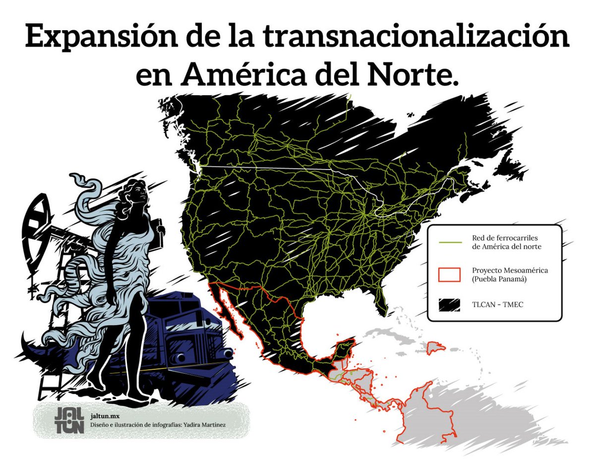 La reterritorialización del sur - sureste de #México liderada por @GobiernoMX con la construcción de megaobras de infraestructura obedece a una lógica de expansión del capital transnacional para producir nuevas regiones fábrica  🔊🔊🔊 Ver texto en:  t.ly/95j2Q