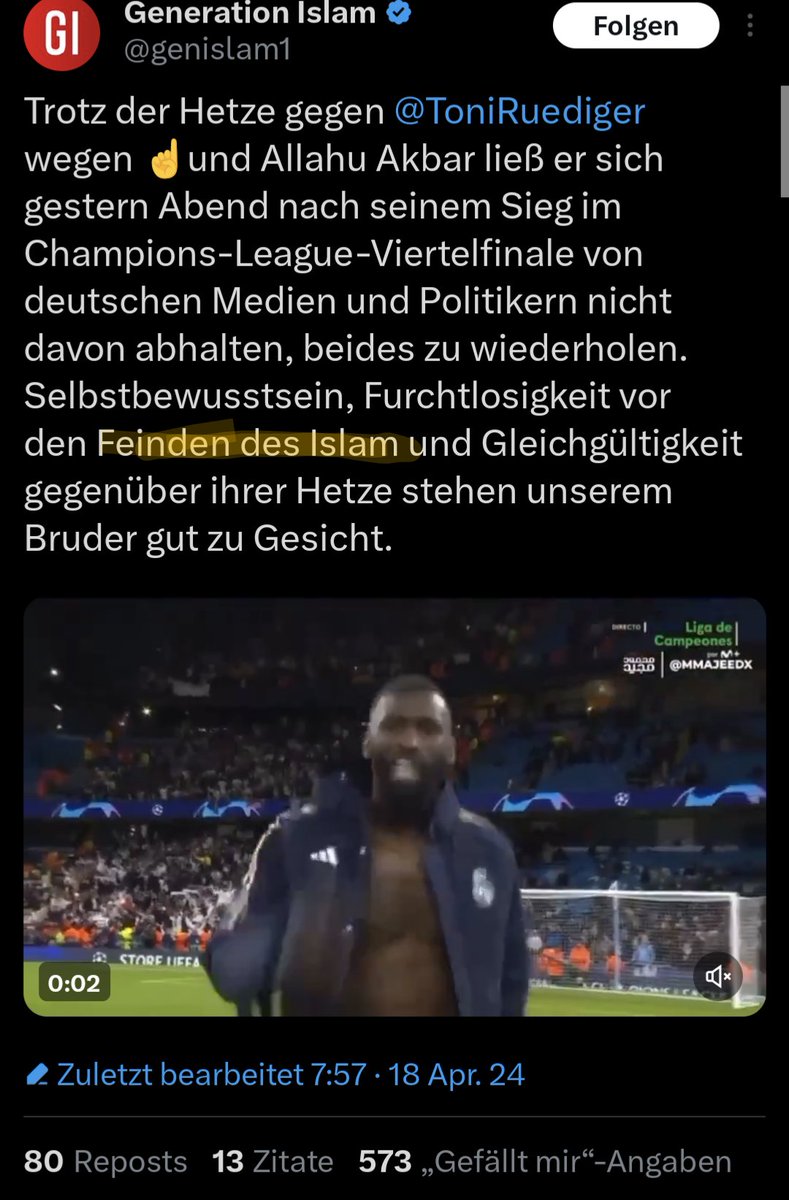 Wer Antonio Rüdiger kritisiert, wird von seinen fanatischen Islamisten-Fans zum 'Feind des Islam' erklärt. Haben @DFB_Team und @DFB etwas dazu zu sagen?