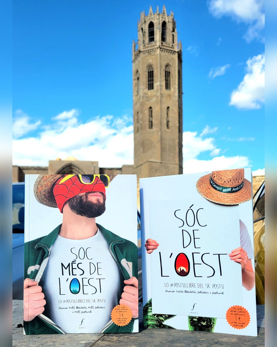 PostureigLleida's tweet photo. Aquest #SantJordi, regala #PostuLlibres! 'Soc de l'oest' i 'Soc més de l'oest': solidaritat, humor i #Lleidatanament, èxits de vendes a #Ponent! 💙📖 Demana'ls ja a https://t.co/8AhIGXqK6i i et fiquem una #PostuPegatina de regal! https://t.co/d2sTF5NQ3k https://t.co/qpDwyAv2nV