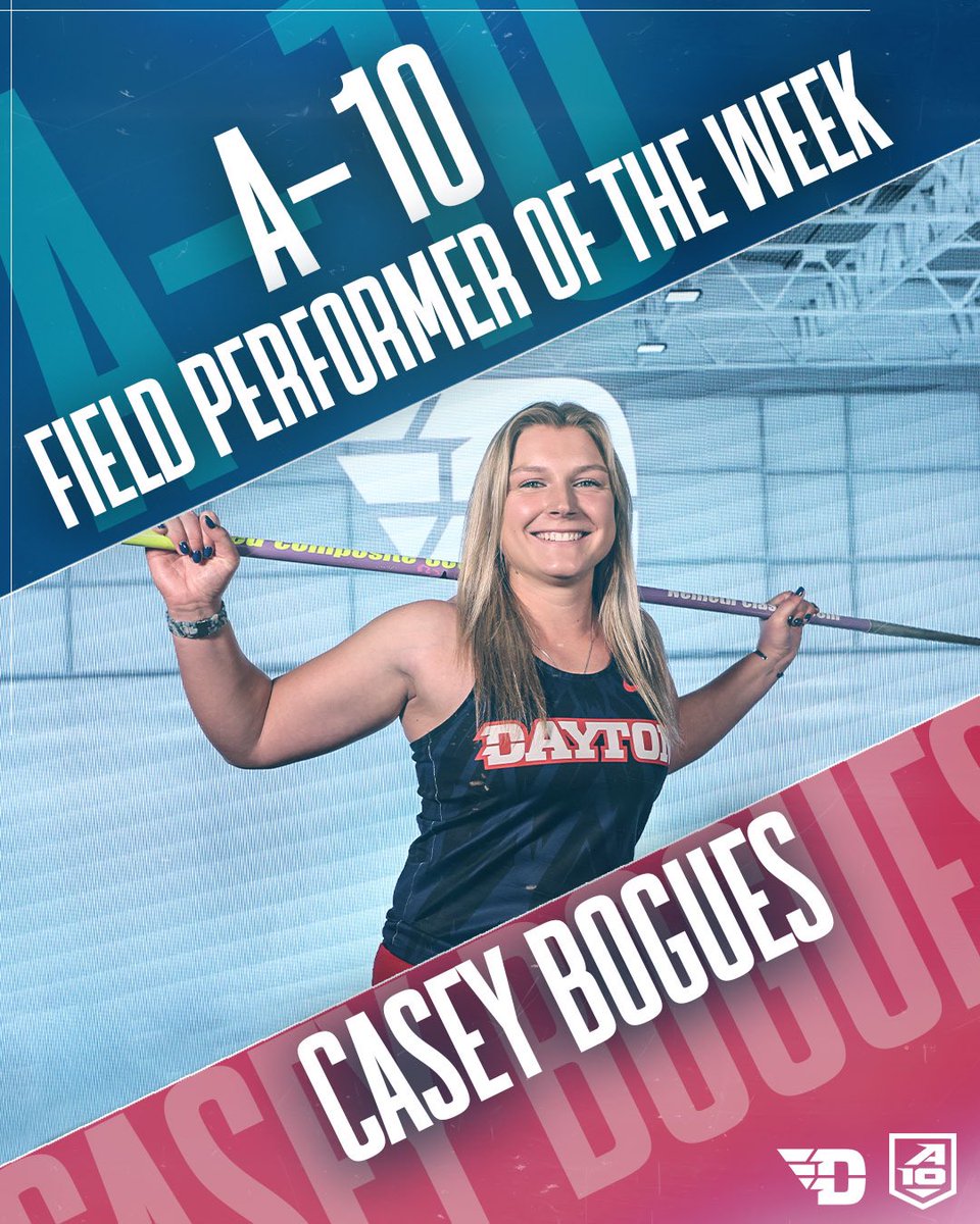 Casey Bogues earned herself ANOTHER A-10 Field Athlete of the Week award this week ✈️ @caseybogues44 #UDTF // #GoFlyers