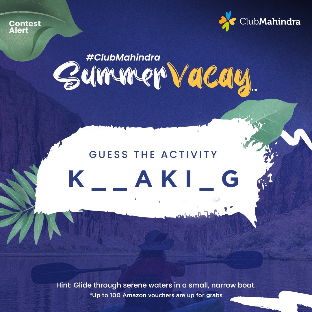 #ContestAlert​ 1 of 12 Participate in all #ClubMahindraSummerVacay contest posts & win.​ STEPS 1) Commenting using #ClubMahindraSummerVacay & @clubmahindra is mandatory​​ 2)Participate in all 12 contest posts Winners get Amazon vouchers worth INR 500 each.​​LAST DATE: 5th May24