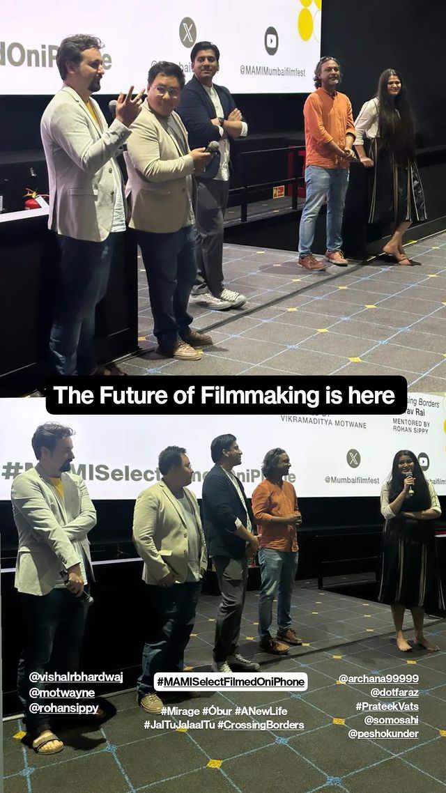 5 next generation filmmakers 
5 short films
Maximum Appreciation!
@deemelinda

#MAMISelectFilmedOniPhone 

#VikramadityaMotwane @VishalBhardwaj @rohansippy 
#ArchanaAtulPhadke #FarazAli #PrateekVats @SaumyanandaS #SauravRai

#Mirage #Óbur #ANewLife #JalTuJalaalTu #CrossingBorders