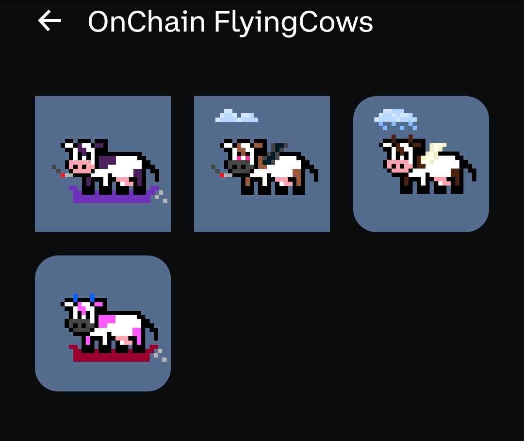 Purple_Pupp's tweet photo. @MasalaCaptain @base Mooooo mofo ๐ฎ $MILK that flying cow and provide liquidity. The #FlyingCows when wrapped gives you $MILK to dip your #OnChainCookies into #LNFT let's go. Follow @OnChainCookies @MasalaCaptain we all are on #BASE https://t.co/KGBa2SggV4