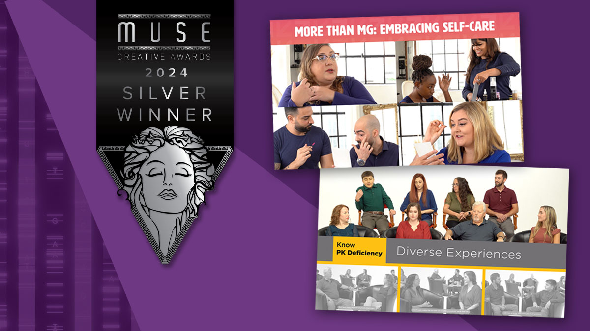 HashtagHealthUS's tweet image. We’re so excited to share that we’ve won MUSE silver awards for our work focused on supporting people affected by rare diseases: The More Than MG “Embracing Self-Care” campaign &amp;amp; the Know PK Deficiency “Diverse Experiences” campaign. So proud of our teams. 💜🙌 #HealthIsSocial