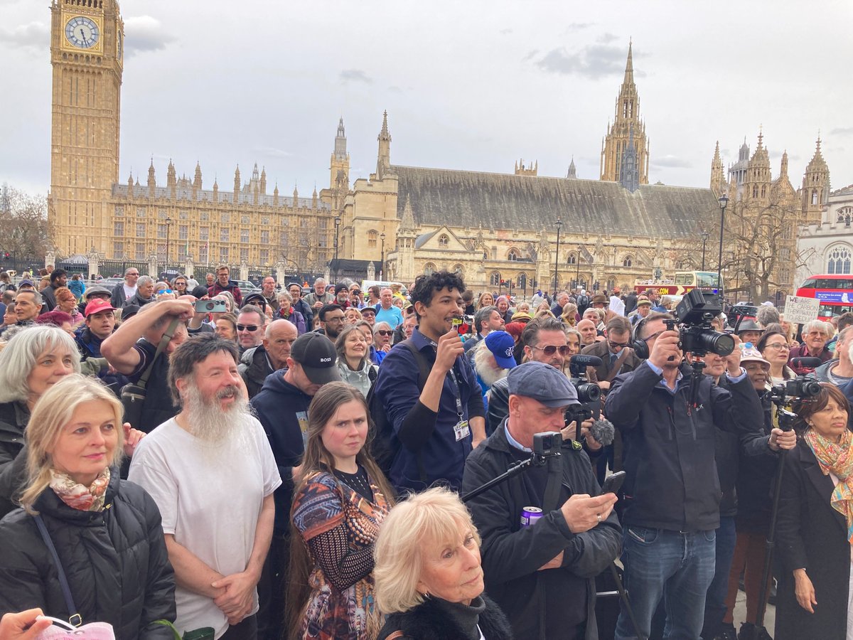 .@ABridgen is speaking now in Parliament Square following the debate on excess deaths. Incredible turnout. The people know what is going on.