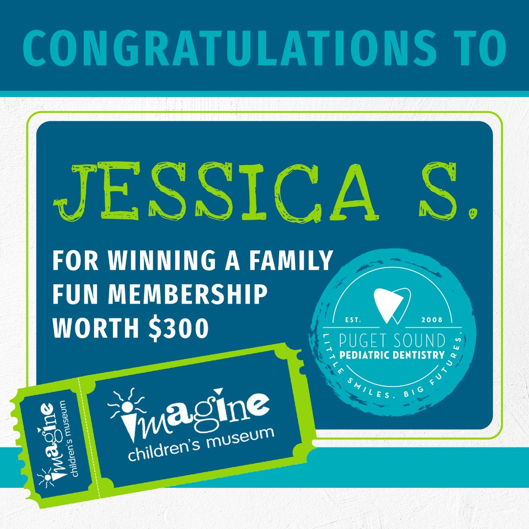 Drumroll, please! 🥁 We are thrilled to announce our winner! Congratulations to Jessica S.! 🤩 She is the winner of a family fun membership worth $300! 🎉

#Winner #PugetSoundPediatricDentistry #PediatricDentist #PugetSound