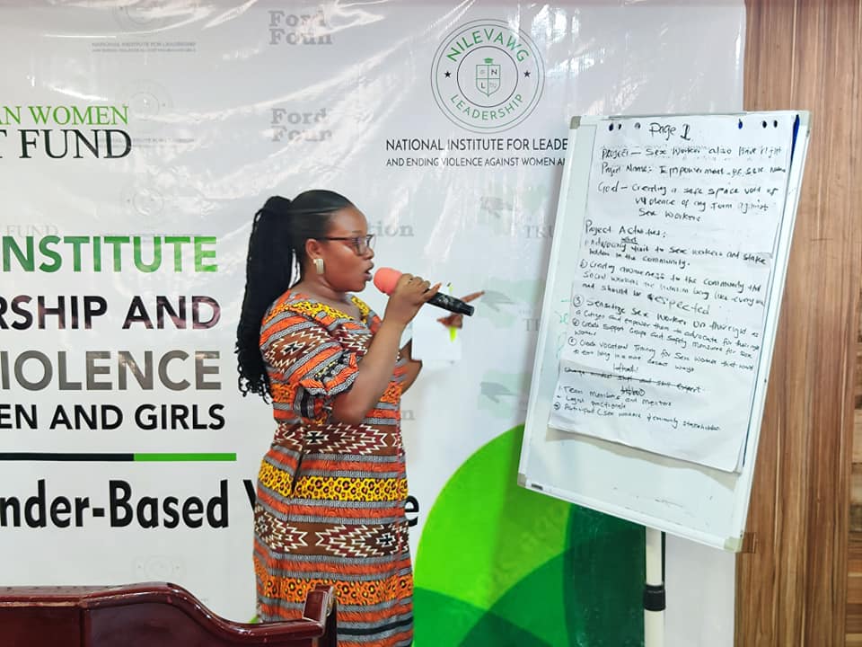 Group exercises presentation of Batch A mentee pet projects for the next 6 months on the final day of the 3-Day Capacity Building and Mentorship training of young women at the National Institute for Leadership & Ending Violence Against Women and Girls (NILEVAWG) @FordFoundation