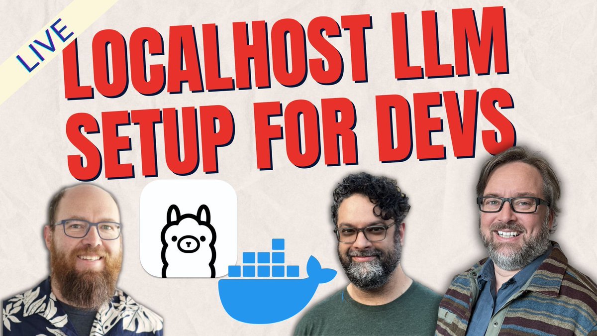 🔴 We're live in 30 mins to learn setting up @Ollama and @Docker's 'GenAI Stack' to build apps on top of open source LLMs and closed-source SaaS models (GPT-4, etc.). With guest @Technovangelist. @normalfaults buff.ly/3Q7St2a