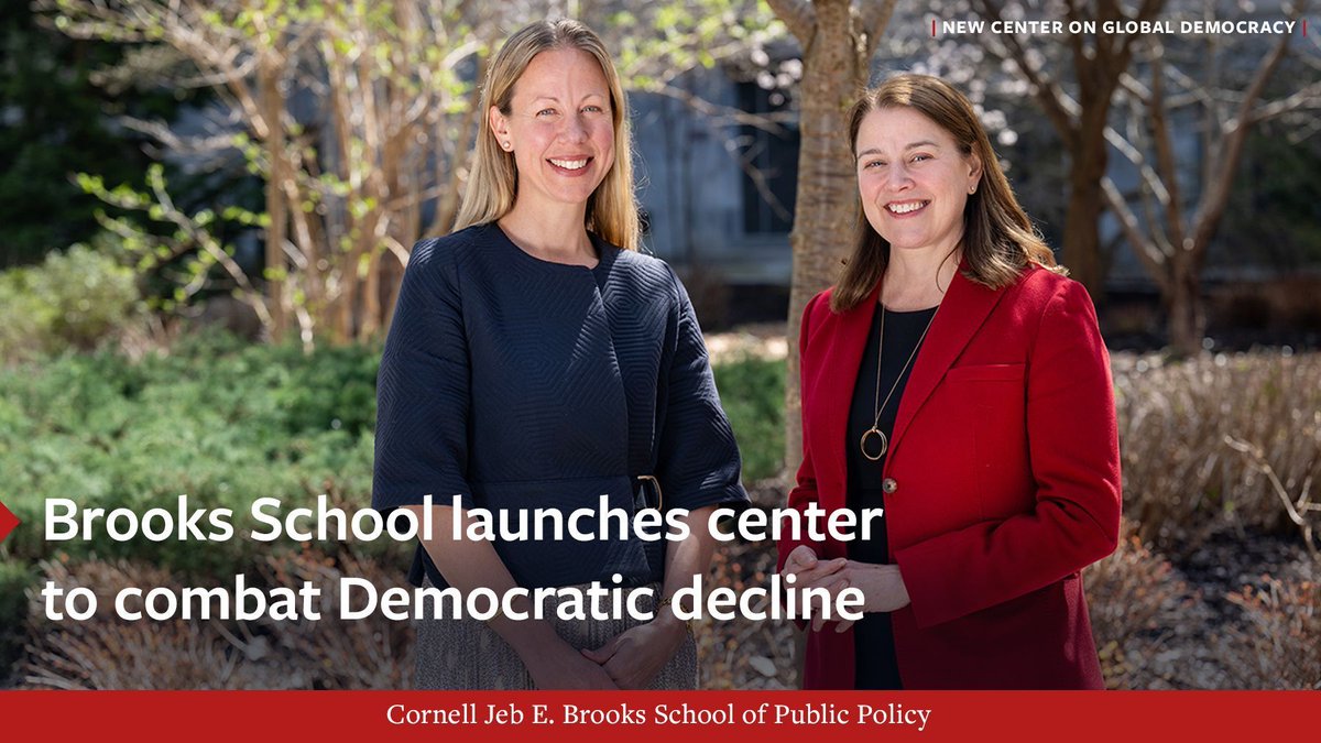 Cornell Jeb E. Brooks School of Public Policy (@cornellbpp) on Twitter photo Brooks School Launches Center to Combat Democratic Decline
The Center on Global Democracy will bring together experts from across <a href="/Cornell/">Cornell University</a> to tackle the fundamental questions facing democracy around the globe.
buff.ly/3Unow0A Brooks School Launches Center to Combat Democratic Decline
The Center on Global Democracy will bring together experts from across <a href="/Cornell/">Cornell University</a> to tackle the fundamental questions facing democracy around the globe.
buff.ly/3Unow0A