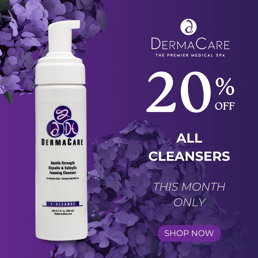 Hurry into DermaCare and get 20% off ALL cleansers! 🚨 Not sure which cleanser is right for your skin type? Let our skincare experts help you 😉 #GlowingSkinGoals #DermaCareDiscounts 💆‍♀️✨