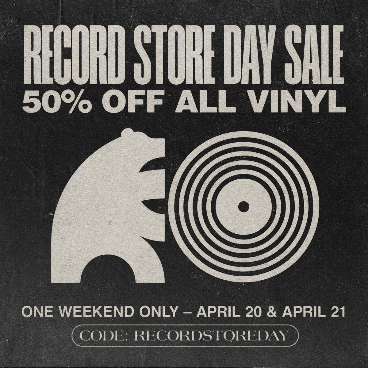 This weekend for @recordstoreday - we're doing a special one weekend only sale of all vinyl records on sale now. 50% OFF. ft record by: @hereisalden @iamgodford @JACK1EHAYES + more. Code: Recordstoreday ONLY: April 20-21 (Save the date) Store: store.pack.am/collections/vi…