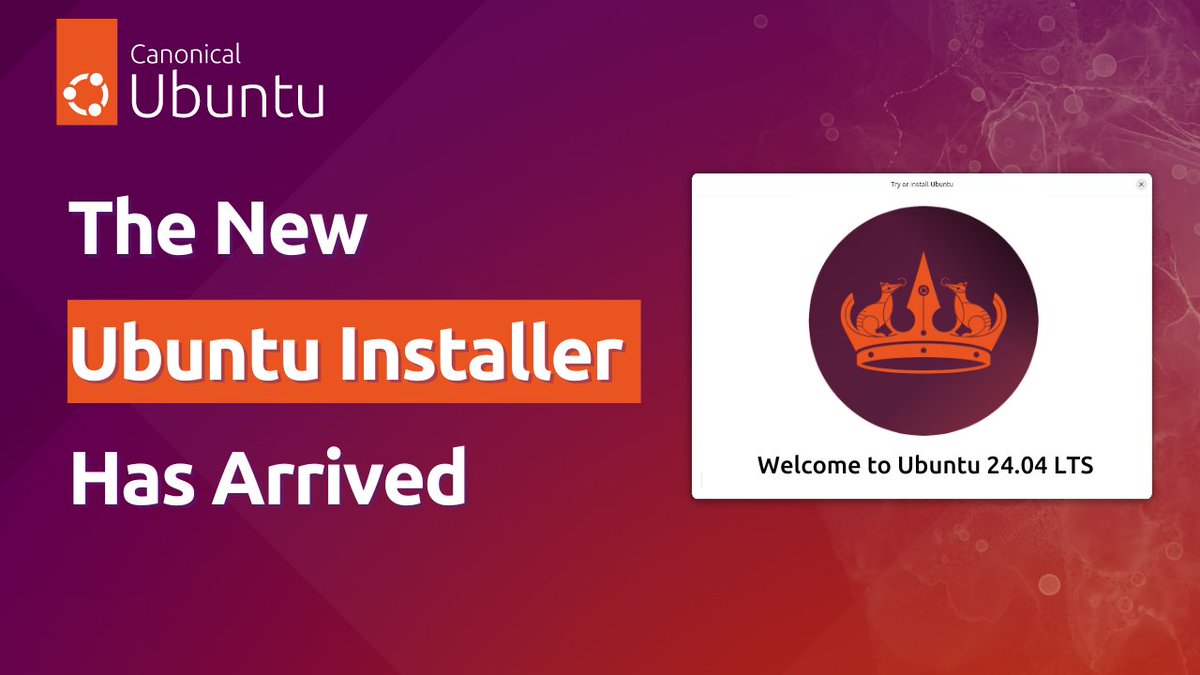 Ubuntu 24.04 LTS #NobleNumbat will ship with the new subiquity-based installer first introduced in 23.04. 

Learn more about how we designed it here: ubuntu.com/blog/how-we-de…

#Ubuntu #Linux #OpenSource