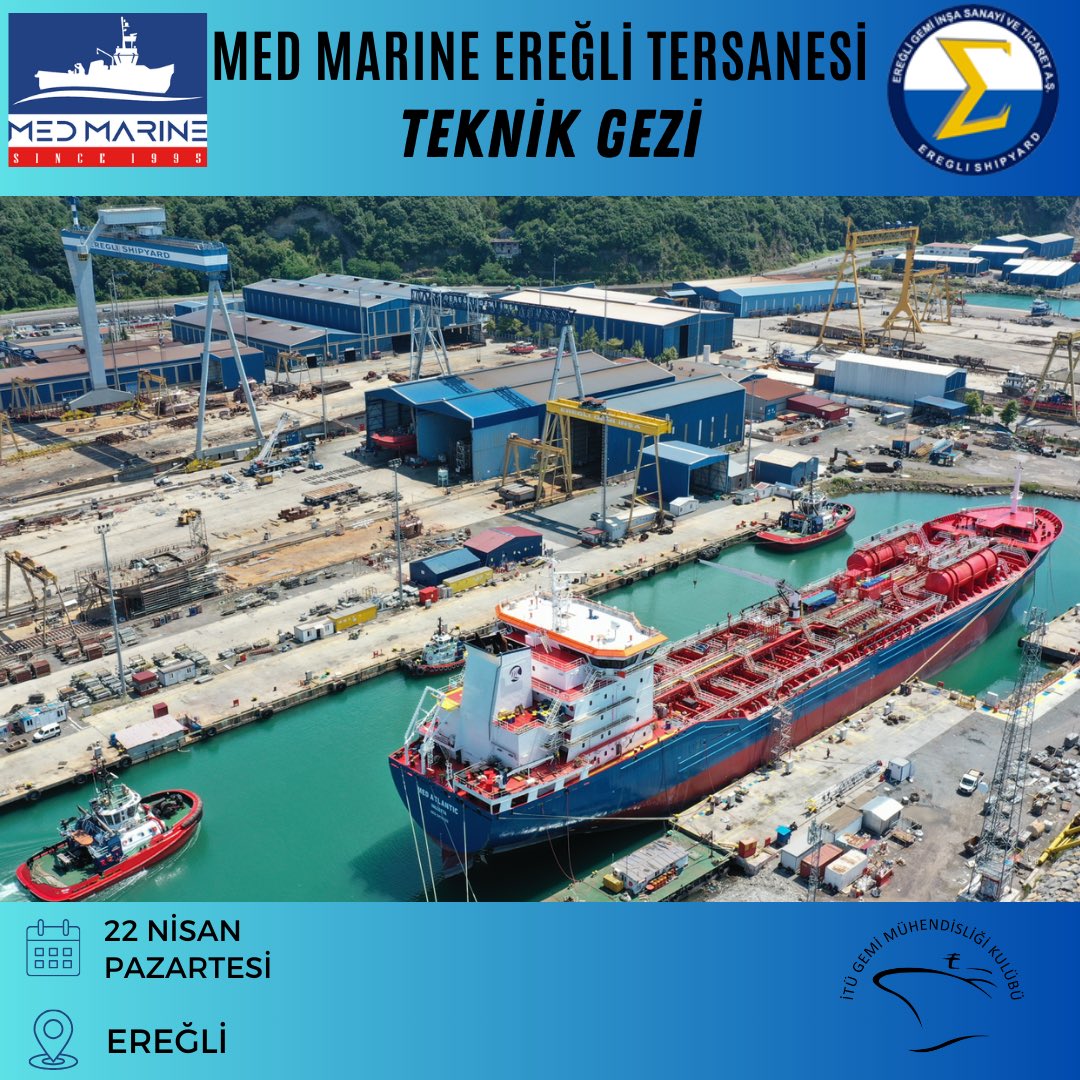22 Nisan'da Römorkör üretiminde önemli bir yere sahip olan Med Marine şirketinin üretim süreçlerini görmek için Ereğli Shipyard'a harika bir teknik gezi düzenleyeceğiz. 🚢

Başvuru yapmak isteyen arkadaşlarımızın DM'den bizimle iletişime geçmesini rica ederiz. ⭐️