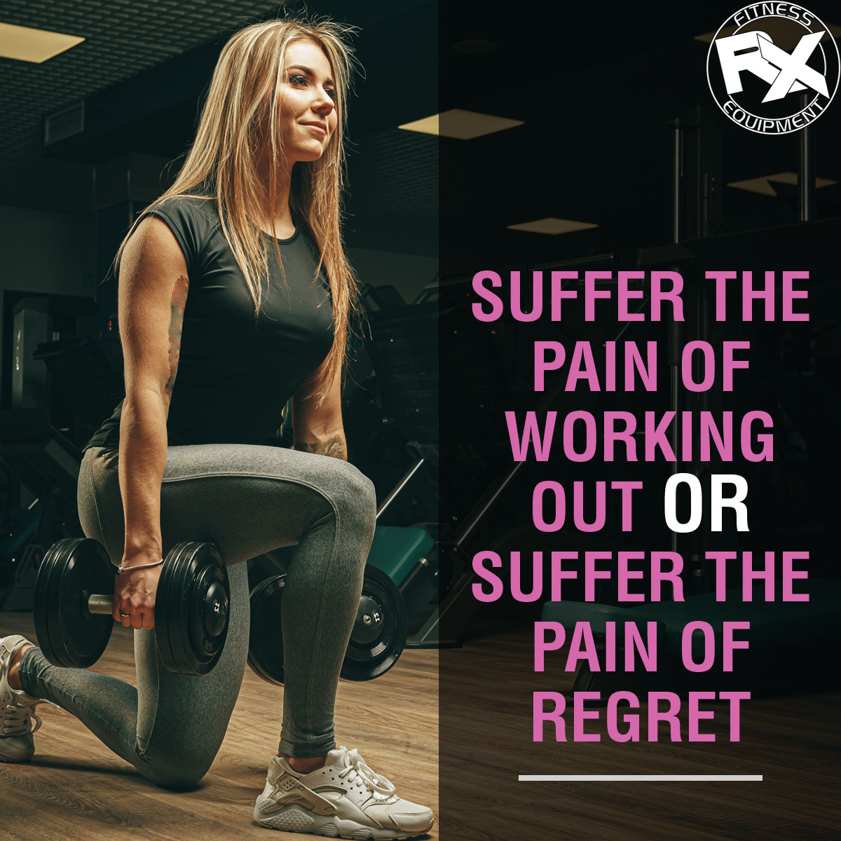 Regret is not fun, so work through the pain and watch your momentum grow! #rxfitnessequipment #fitnessequipment #exerciseequipment #strengthtraining #fitnessgoals #fitnessmotivation #fitfam #personaltrainer #getfit #instafitness