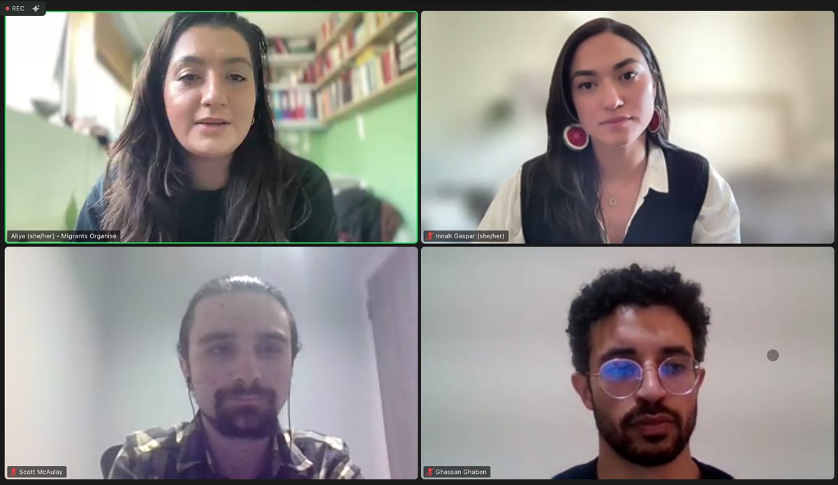 Today we had our first Spring Conversation on ‘the right to stay, the right to move’ 🗣️ hugest thanks to our speakers for their inspirational words & insights! @aliyayule @migrantsorg , Innah Gaspar, Scott Mcaulay @AnthropoceneAS and Ghassan Ghaben @GazaFamReunited