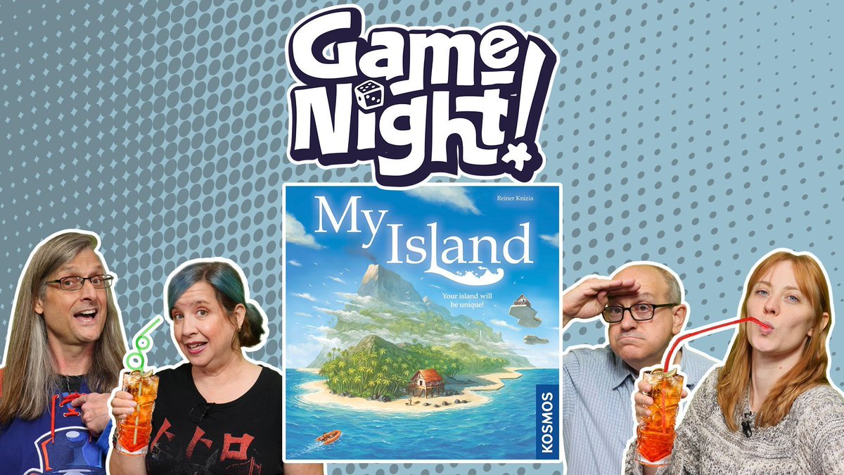 Tonight on GameNight! @ChilibeanNP, @DeborahAnnWoll, Dave & @heccubustwit teach & play 'My Island' designed by @ReinerKnizia and published by @ThamesAndKosmos. Thanks so much to @Gamegenic_ for the accessories and sponsoring this episode! —Lincoln youtube.com/watch?v=CT9sN_…