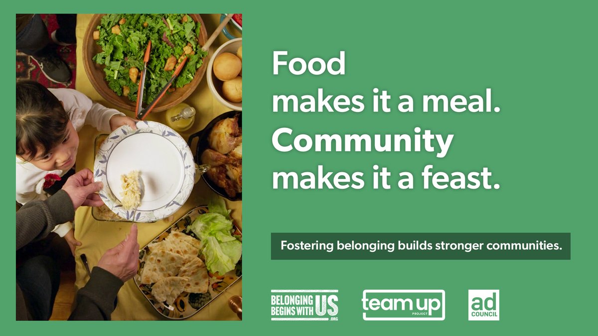 In these divided times, 'Shared Table' serves as a hopeful reminder of the power of unity across our nation. We're proud of our collaboration with @AdCouncil and our Team Up partners. 

Discover more at BelongingBeginsWithUs.org/TeamUp

#TeamUpForUnity