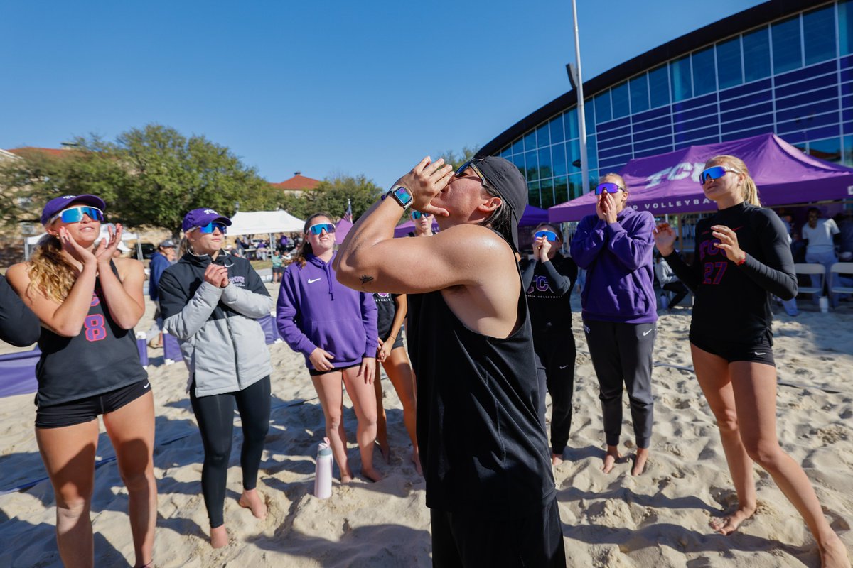 Happy birthday to our amazing strength and conditioning coach Logan! Thank you for all that you do 🥳💜 #GoFrogs🐸🏖️🏐 x #OneTeam