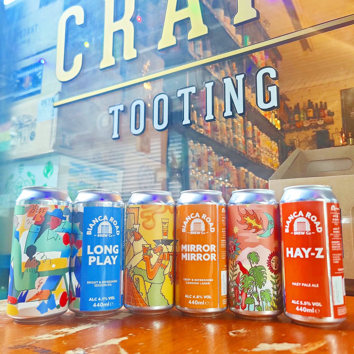 NEW Bianca Road! ‘Long Play’ Session IPA (Citra // Mosaic), ‘Mirror Mirror’ crisp London Lager AND ‘Hay-Z’ Hazy Pale hopped w/ Citra, Mosaic, Simcoe, Azacca and/or Idaho 7! 🤤🍺 #Craft #Tooting #Craftbeer #Bar & #BottleShop open late! #BroadwayMarket #TootingBroadway #beer #beers