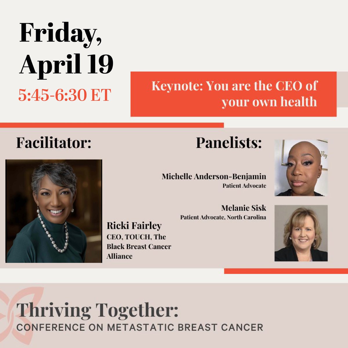 touchbbca's tweet photo. Join us at this year’s #LBBCMetsConf!
This keynote will discuss the importance of being involved in your own care, ways you can advocate for yourself and your loved ones, and the importance of clinical trials and participating in them.

Learn more: https://t.co/HOPIeFkzsn https://t.co/W5IlAYxu0I