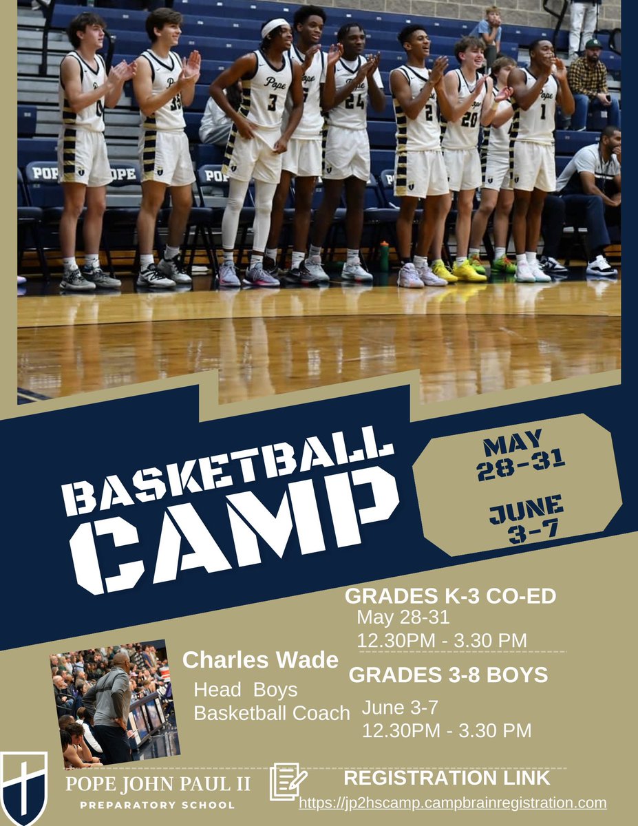 🚨 Registration for a well run camp is now open. Come grow in the game and have fun doing it! Rising K-3 Grade: coed 5/28-5/31 Rising 3-8 Grade: Boys 6/3-6/7 popeprep.org/about/news/camp