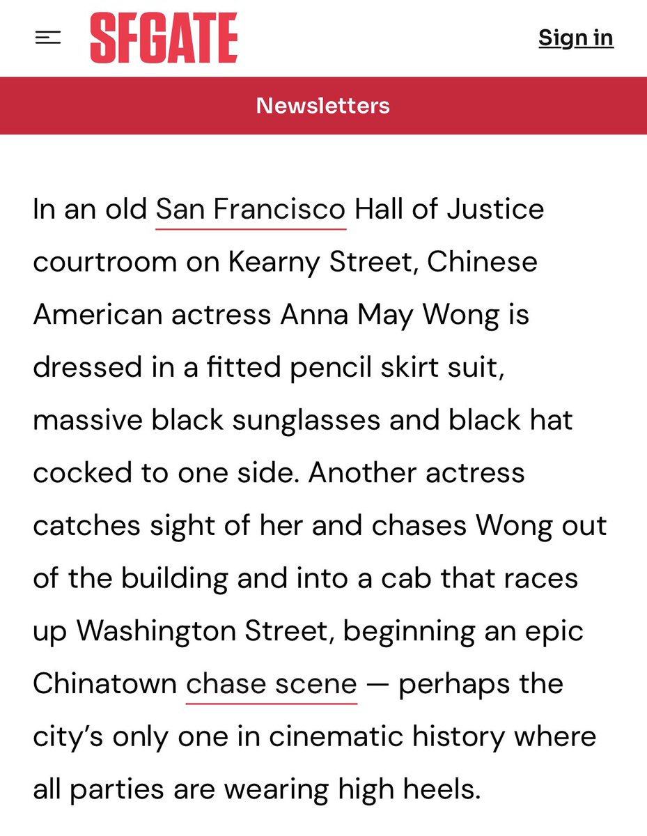 I love this piece by @meatoseeto—she writes so beautifully of Anna May Wong’s ties to San Francisco and the many films she made there, including an epic chase scene through Chinatown in heels! sfgate.com/sf-culture/art… #AnnaMayWong #NotYourChinaDoll