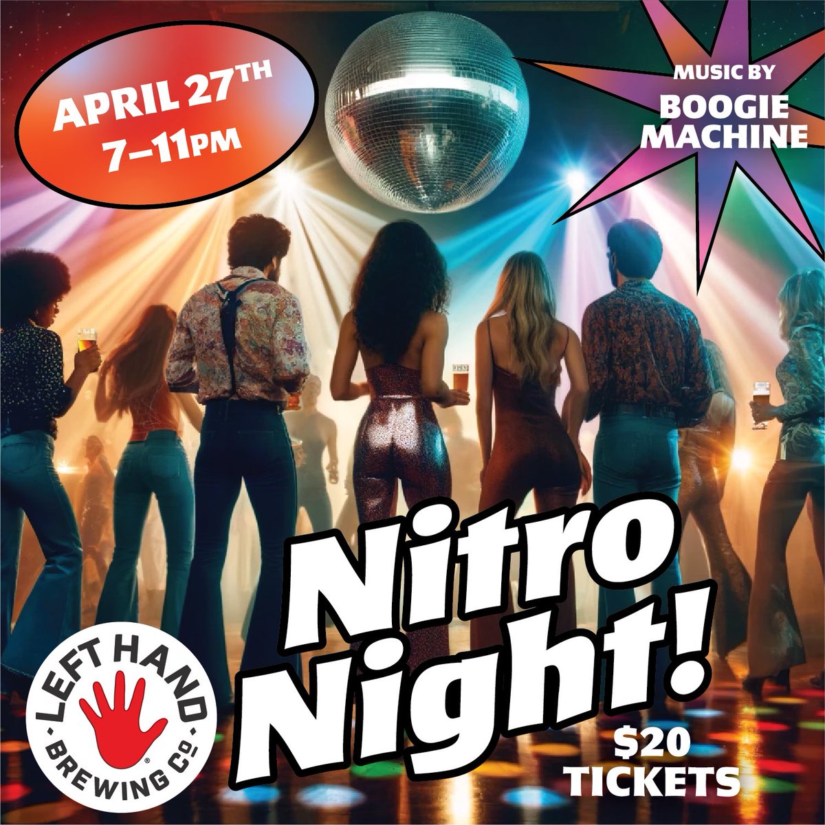 Dust off those bell-bottoms & glitter up! It’s disco-themed Nitro Night in the Tasting Room 🪩 Groove to disco beats from Boogie Machine & sip on smooth Nitro brews from your fav CO breweries. More details & tickets 👉 tinyurl.com/ymj9wywh