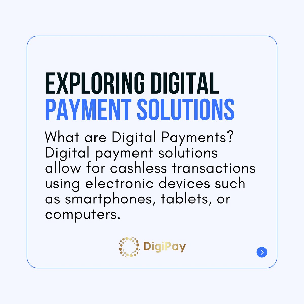 DigiPayusa's tweet photo. "Discover the world of digital payment solutions! 💻💳 From convenience to security, explore the benefits and trends shaping the future of how we pay.
-------
Visit us at! https://t.co/kxw7SeobRx or contact us today at! 561-342-5990
.
#DigitalPayments #CashlessSociety #Fintech https://t.co/hqlMul2SmD