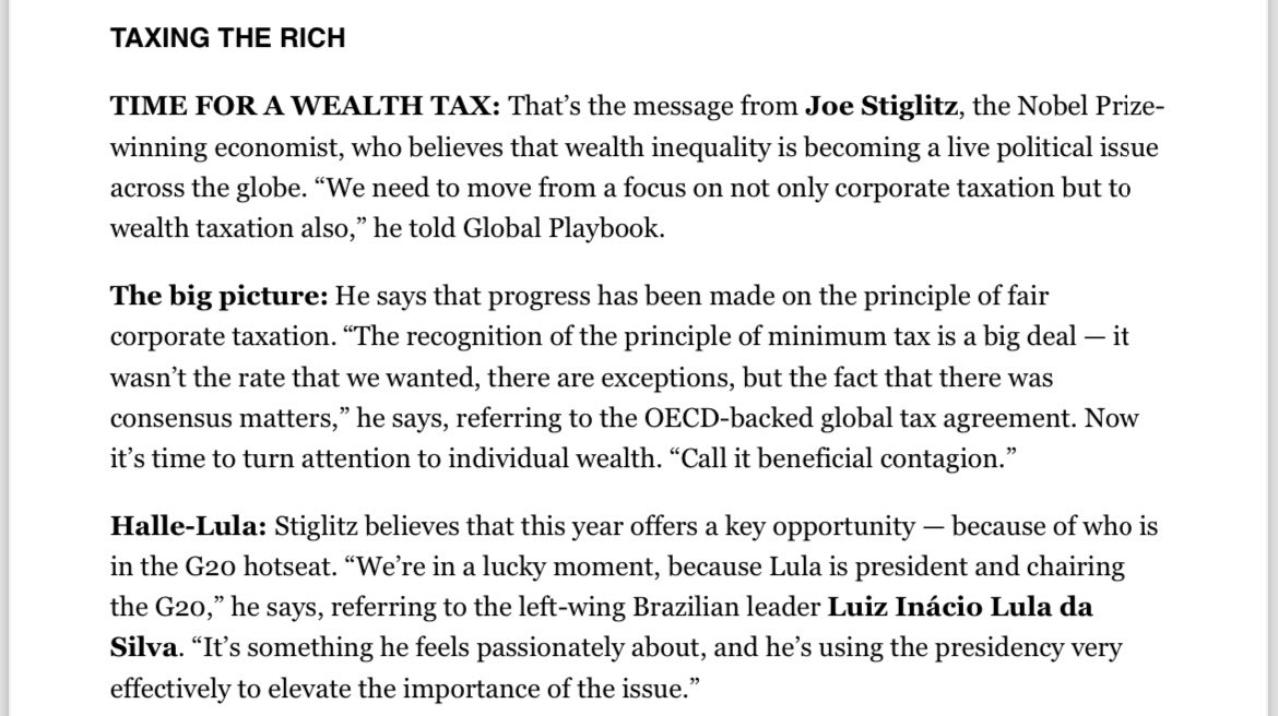 Taxing the rich - Time for a wealth tax @JosephEStiglitz in @politico