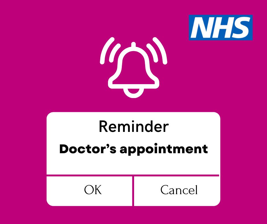 Don’t need your GP appointment anymore? Please cancel it and help someone else get seen sooner. 👉 Contact your surgery to cancel or reschedule.